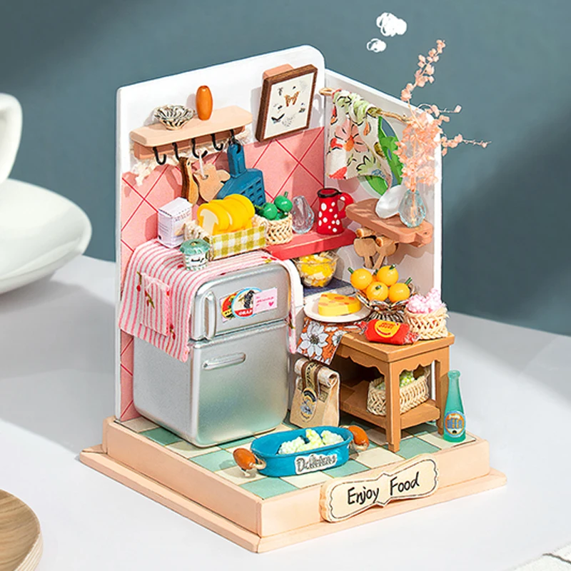 Robotime Rolife Contact Get 21% off DS015 Taste Life Handmade Assembled DIY Miniature Doll House 3D Wooden Puzzles