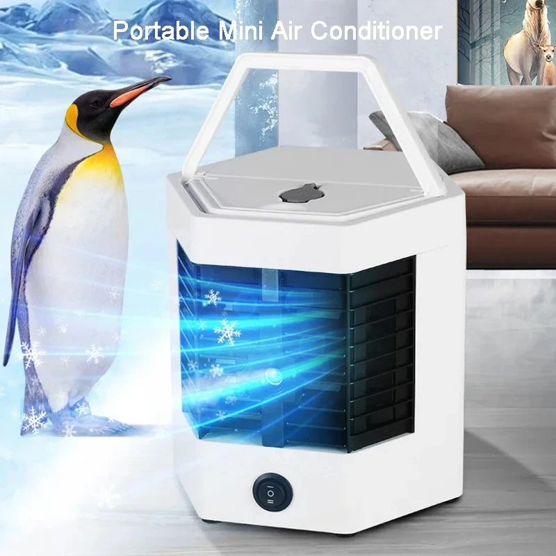 Five generation air cooler portable small desktop electric fan spray humidifier cooling air conditioning fan household