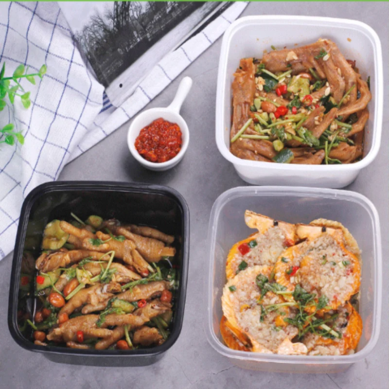 Food Grade Square Disposable Plastic Packing Box Square Reusable Meal Prep Pp Plastic Bento Lunch Box