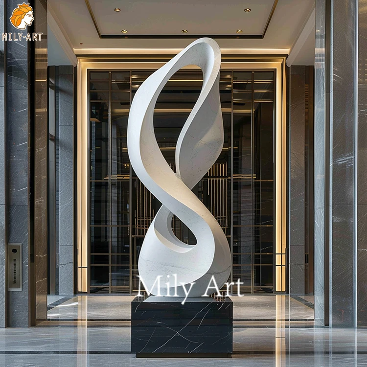 Hand Carved Stone Carving Sculpture White Marble Abstract Statue for Garden