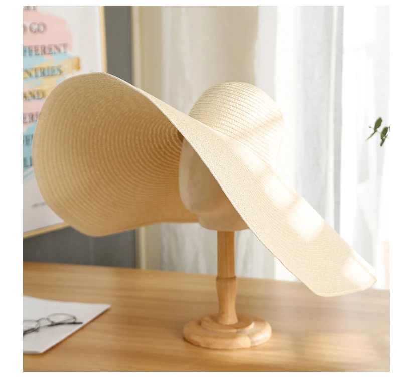 Casual Oversized Brim Sunshade Straw Hat Fashion Wild Dome Holiday Beach Straw Hat Summer Foldable Straw Hat