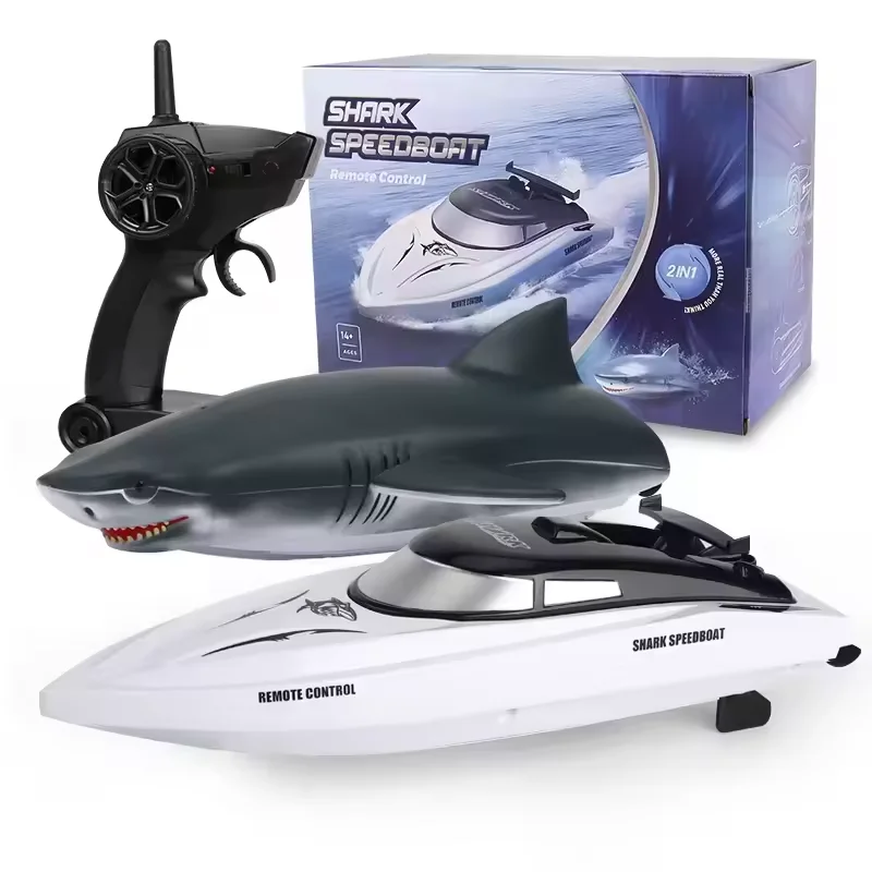 2.4G Remote Control Electric Racing Boat with simulation shark head crocodile remote control speed boat Prank Toys