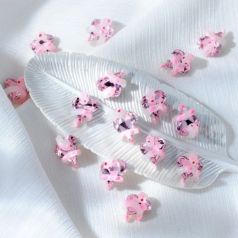 3D Nail Charms Snake Chrome Heart Bow   Jewelry Accessories For Nail Art Decoration