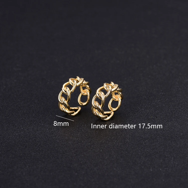 
Unique Design Women Statement Jewelry 14K Gold Plated Link Chain Open Finger Ring Women 