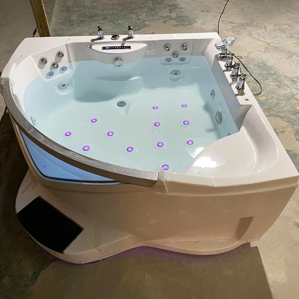 HANSE factory cheap price luxury bathroom tub corner massage tubs with waterfall big bathtub 2 person