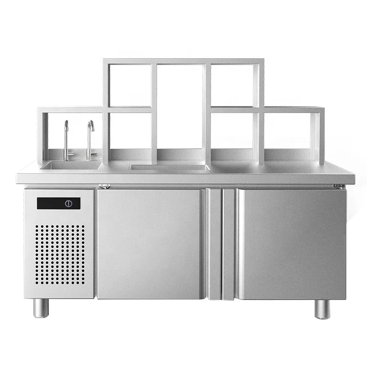 One Stop Solution Bubble Milk Tea Bar Equipment Refrigerate Working Counter