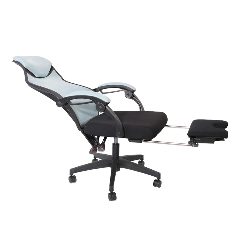 Modern Stylish Mesh Reclining Ergonomic Sleeping Executive Blue Office Chairs with Foot Rest for Adult Women