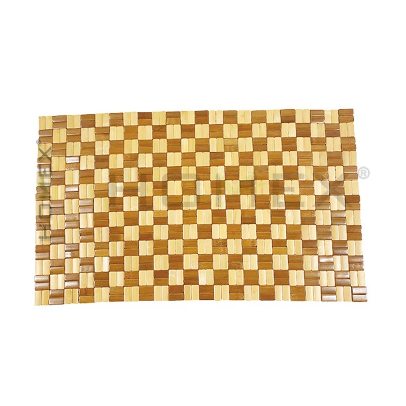 Square Natural Bamboo Bathroom Rug, Non Slip and Foldable Bamboo Floor Mat