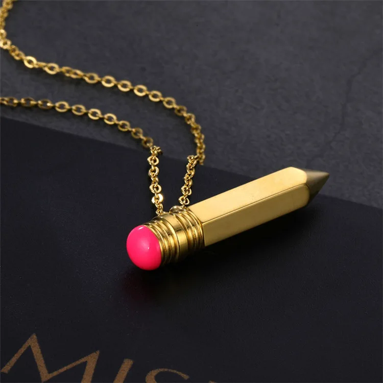 Inspired Pencil Luxury 316 Stainless Steel Fine Fashion Jewelry Pvd Pendant Necklaces 2024 for Woman Women Man Wholesale