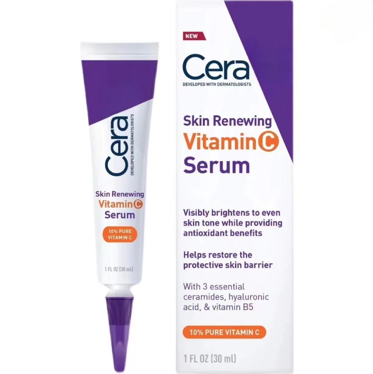 Ceravee hot sale 30ml vitamin C10% serum anti-oxidation acne whitening essence skin renewal aluminum hyaluronate tube