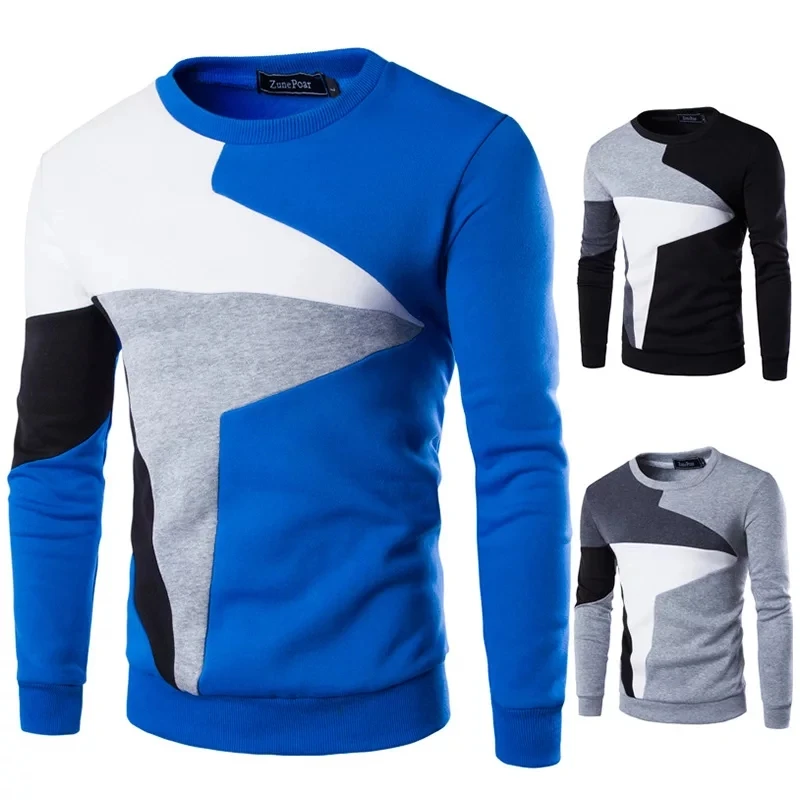 New Men FASHION Sweater Brand Clothing Male Pullover Tracksuit Long Sleeve Patchwork Round Neck Sweater Hot Sale pullover  shirt