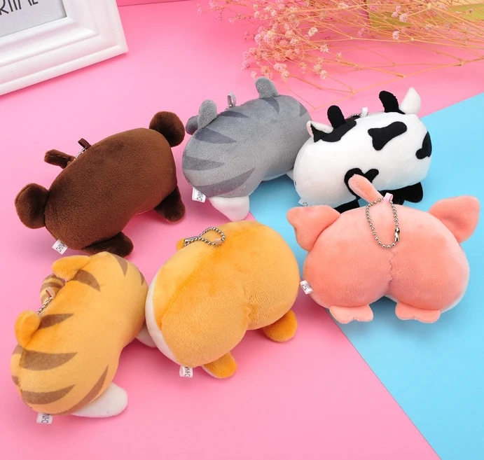 New Products Cute Peach Buttocks Corgi Fart Plush Toy Pendant Key Chain Kids Gifts