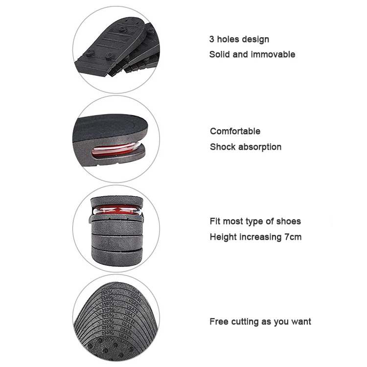 Height Boosting Shoe Lift 5 Layer Adjustable Height Insole With Air Cushion Elevator Height Increase Insoles