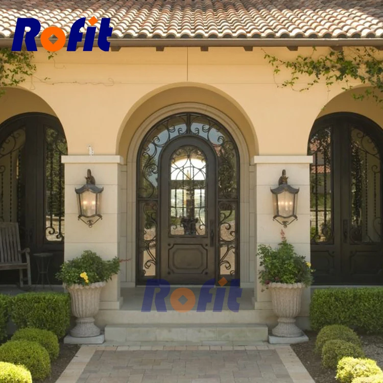 Retro antique design wrought iron entrance doors exquisite wood wrought iron door wrought iron exterior doors