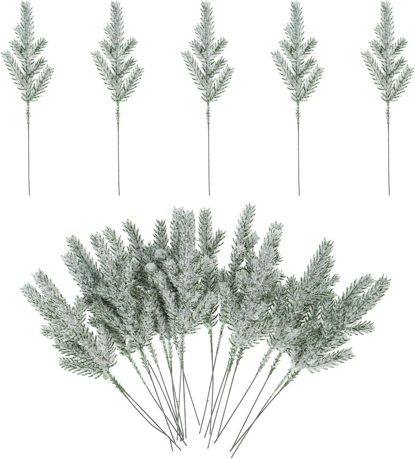 Artificial Pine Branches 30Pcs Faux Pine Leaves Faux Pine Needles Sprigs Greenery Plants for DIY Garland Christmas Home Decor