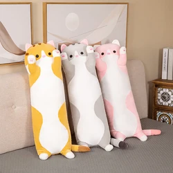 Lovely Plush Cat Doll Cute Cartoon Soft Stuffed Kitten Pillow Long Throw Sleeping Pillow Doll Toy Gift for Kids Girlfriend