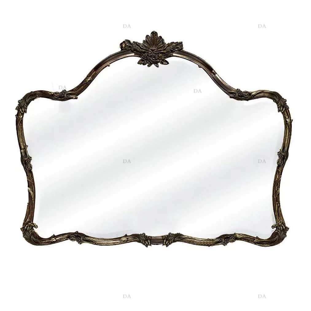 Customized Court Style Console Dressing Mirror Vintage Brass Frame Pattern Carved Classic Mirrors