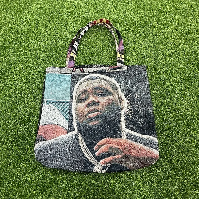 Rod Wave jacquard woven tapestry tote bag grocery bag custom tapestry bag