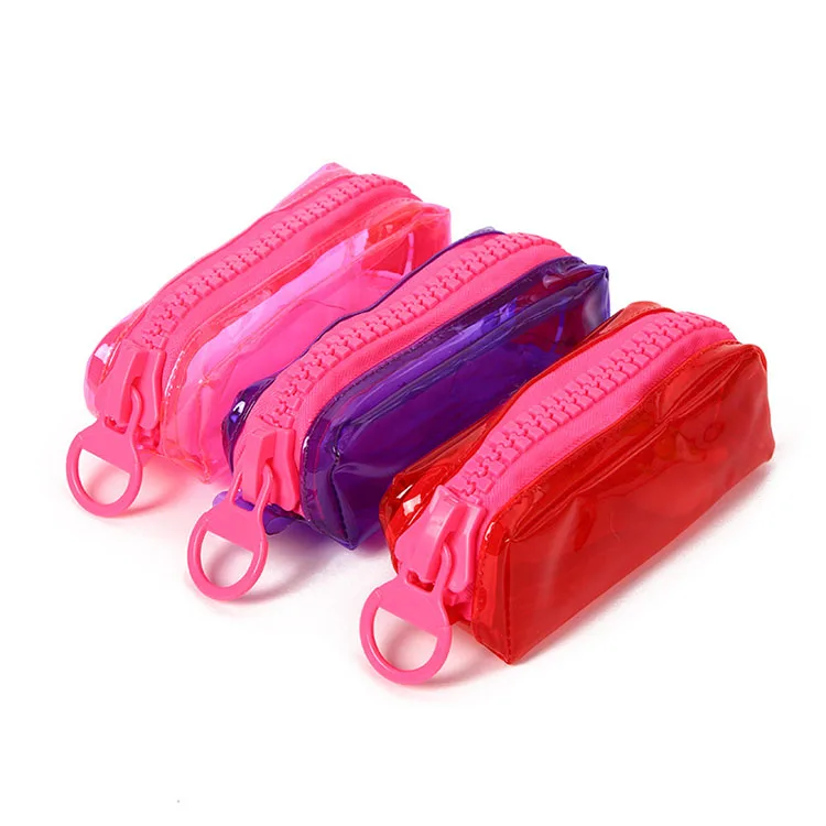 
Big plastic zipper hanging red purple girls pencil storage bags waterproof pvc pencil bags jelly pencil case 