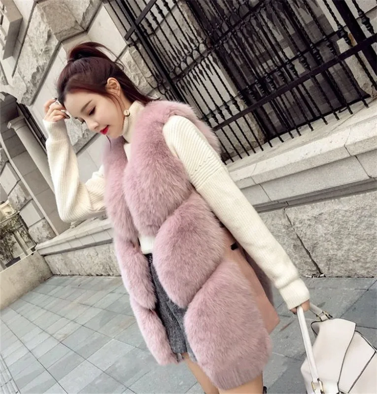 STABILE  Newest arrival top quality faux fox Fur Vest fake Fox Fur Vest for Women Design Jackets Coat