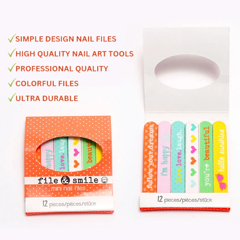 Wholesale customized hat box mini nail file emery boards matchbook display colorful printed sponge file