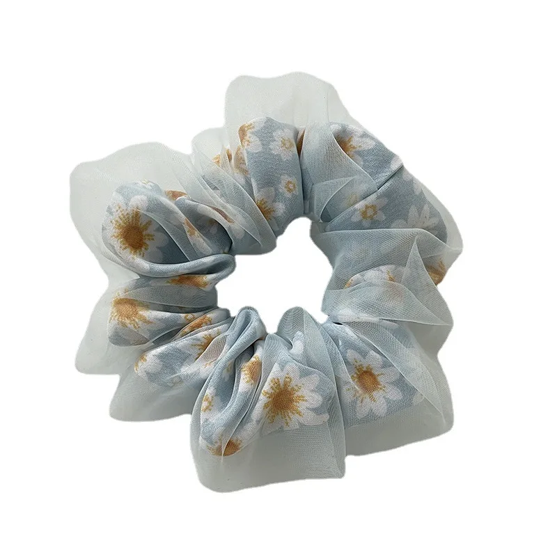 New Vintage Prints Hair Scrunchies Double-layer Gauze Simple women Hair scrunchies High Sense Elegant Hair Loop Accessories