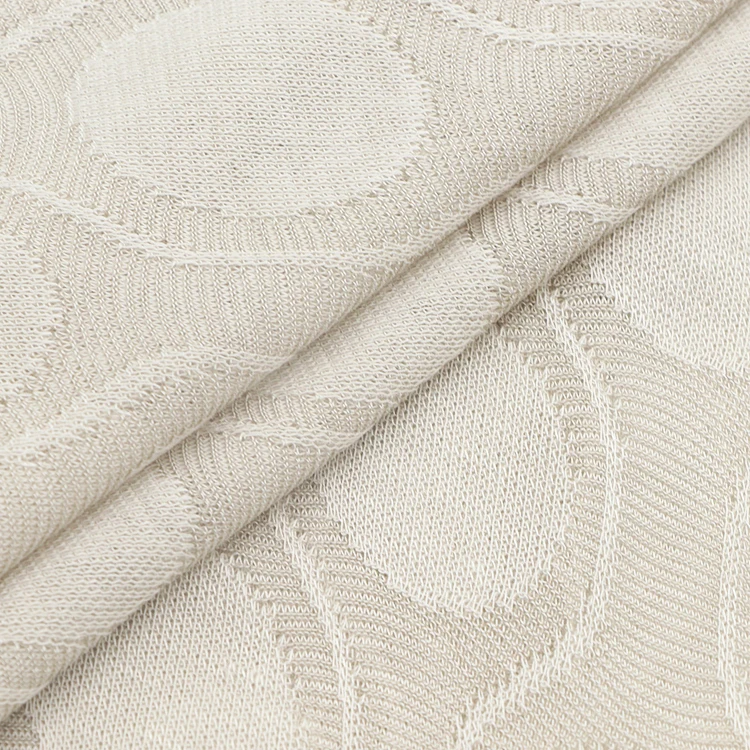 OEM Pointelle Knitted Fabric 65.5%Rayon 34.5%Polyester 80GSM Dyed 3D Jacquard Fabric For Baseshirt