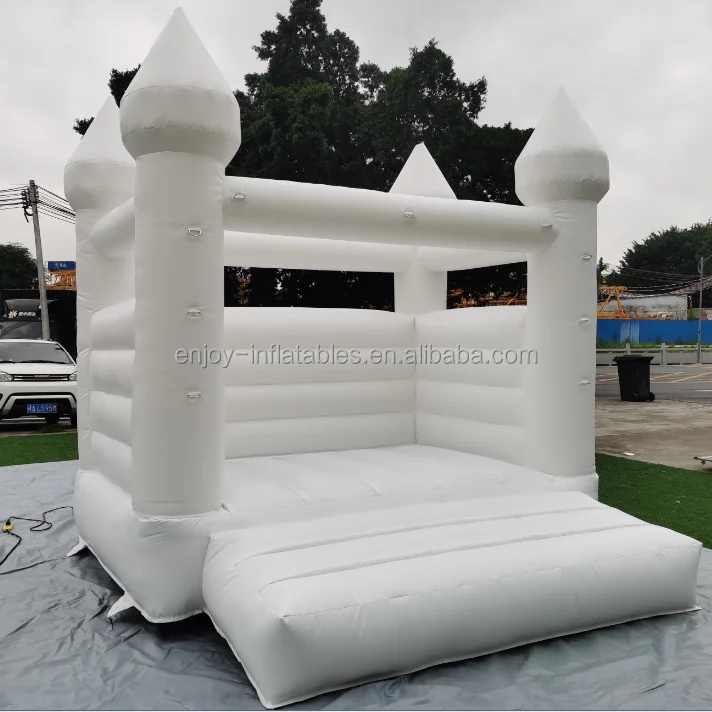 Outdoor commercial inflatable white bounce house combo with ball pit and slide inflatable castle water slide pool