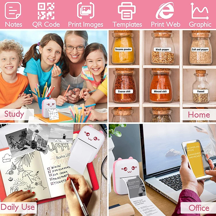 Wireless Thermal Label Mini Photo Sticker Pocket Photo printer Handheld Mobile Small Hand Held Portable Phone Printer