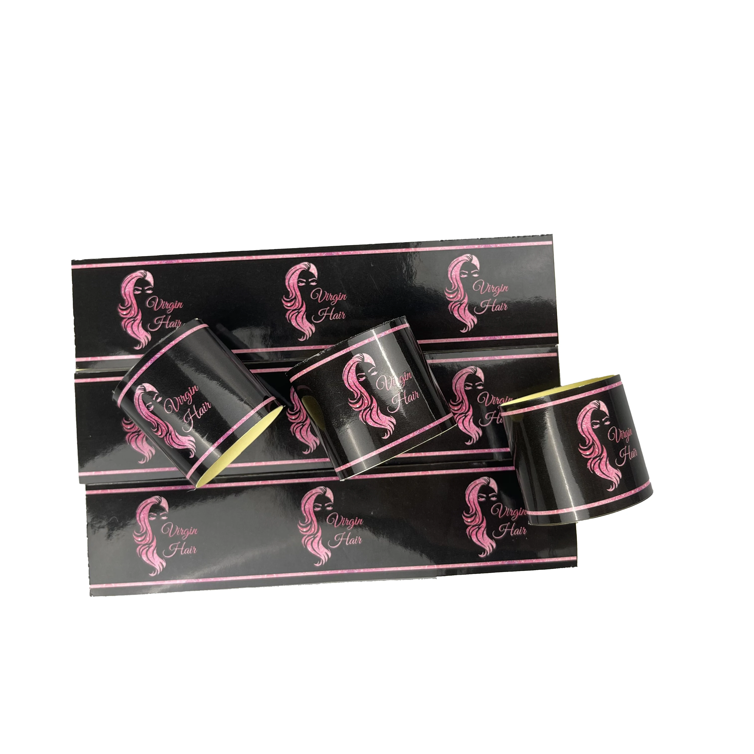 bundles cheap customized shipping printing sticker custom private logo hair hang bundle tags and labels