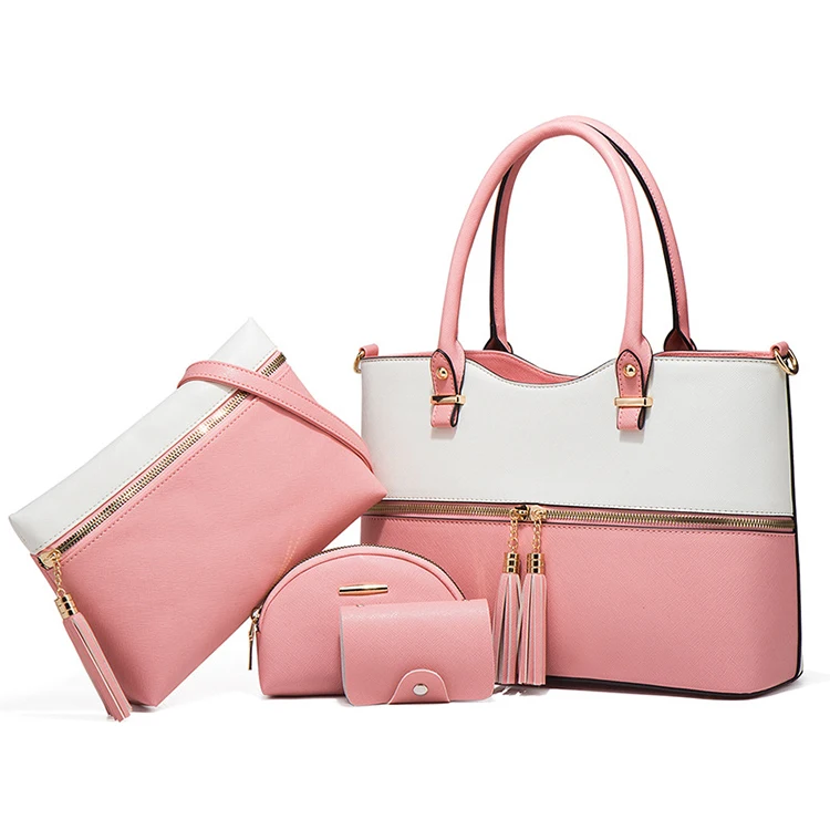 New Arrivals Trending Luxury Ladies Tassel Tote Handbags 4 Pieces Sets Wholesale Customised Designer Women Hand Bags 4 In 1
