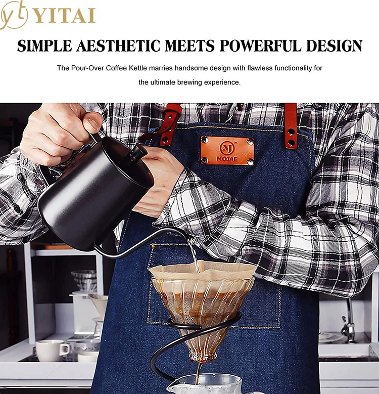 Small 20 OZ Black Pour Over Gooseneck Coffee Kettle Stainless Steel Long Narrow Spout Pots Drip Coffee Maker Kettle