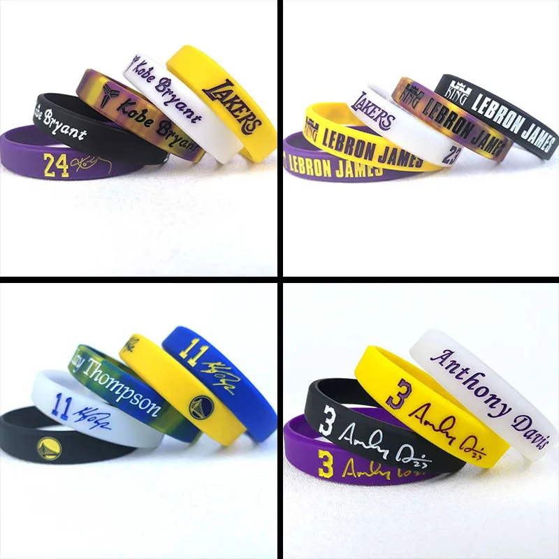 N BA Kobe Irving James Curry Star Bracelet Sports Basketball Silicone Luminous Bracelet Men High Quality Trendy Opp Bag BANGLES