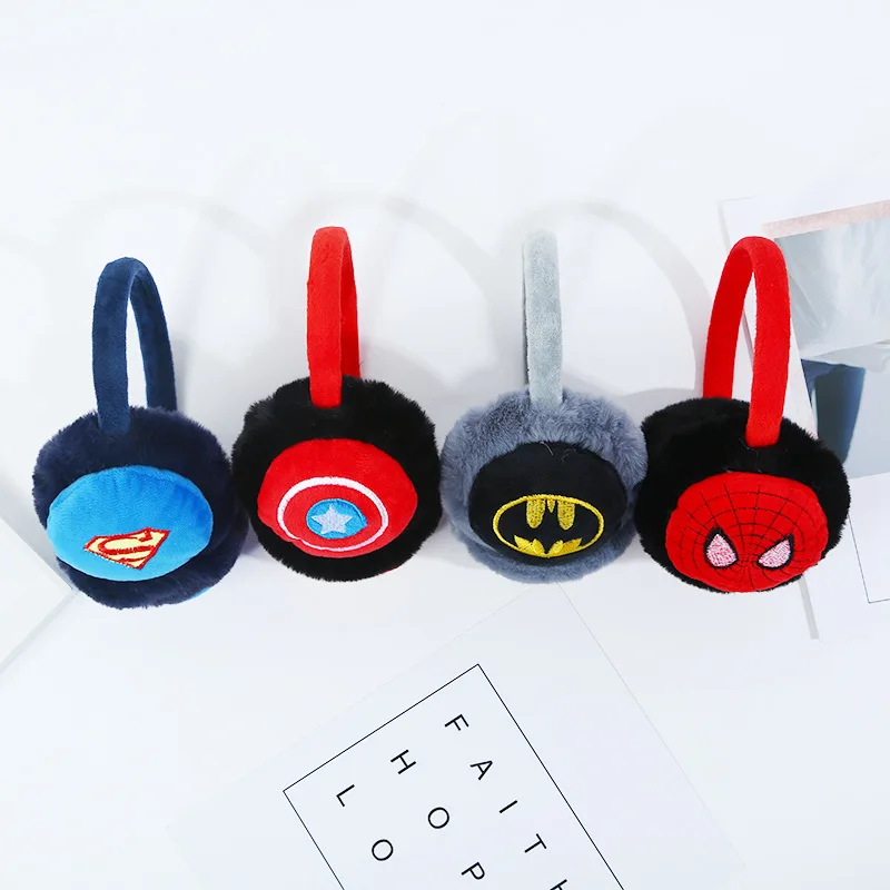 Cartoon Ear Muffs for kids Winter Warmers Covers Cold Weather Behind the Head Style Black Fleece Earmuffs