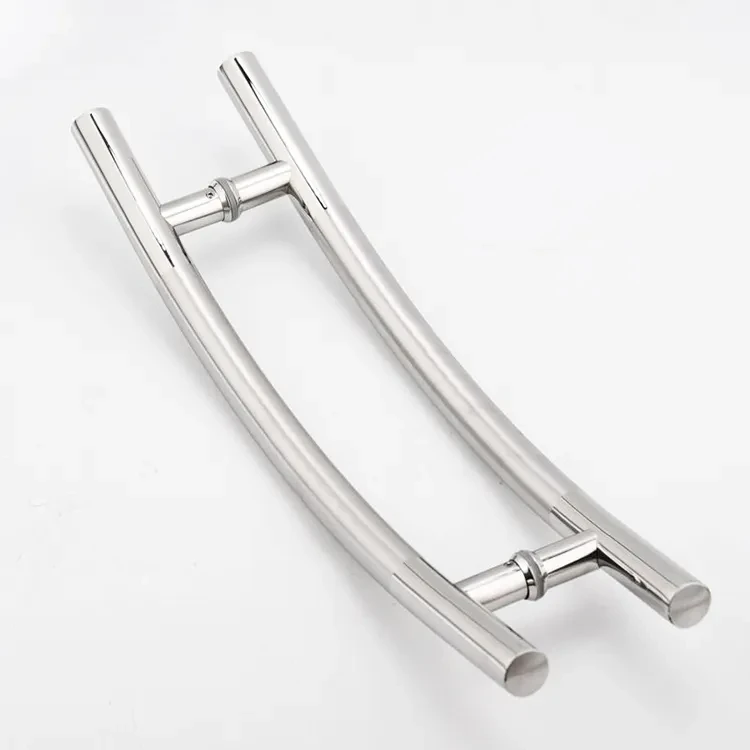 Foshan factory made stainless steel S shape round tube glass door handle shopping mall door handle