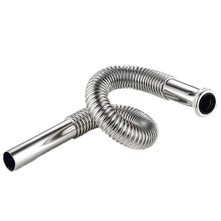 304 Stainless Steel Corrugated Pipe Sink Dish Basin PVC Strainer for Bathroom Drainage Use