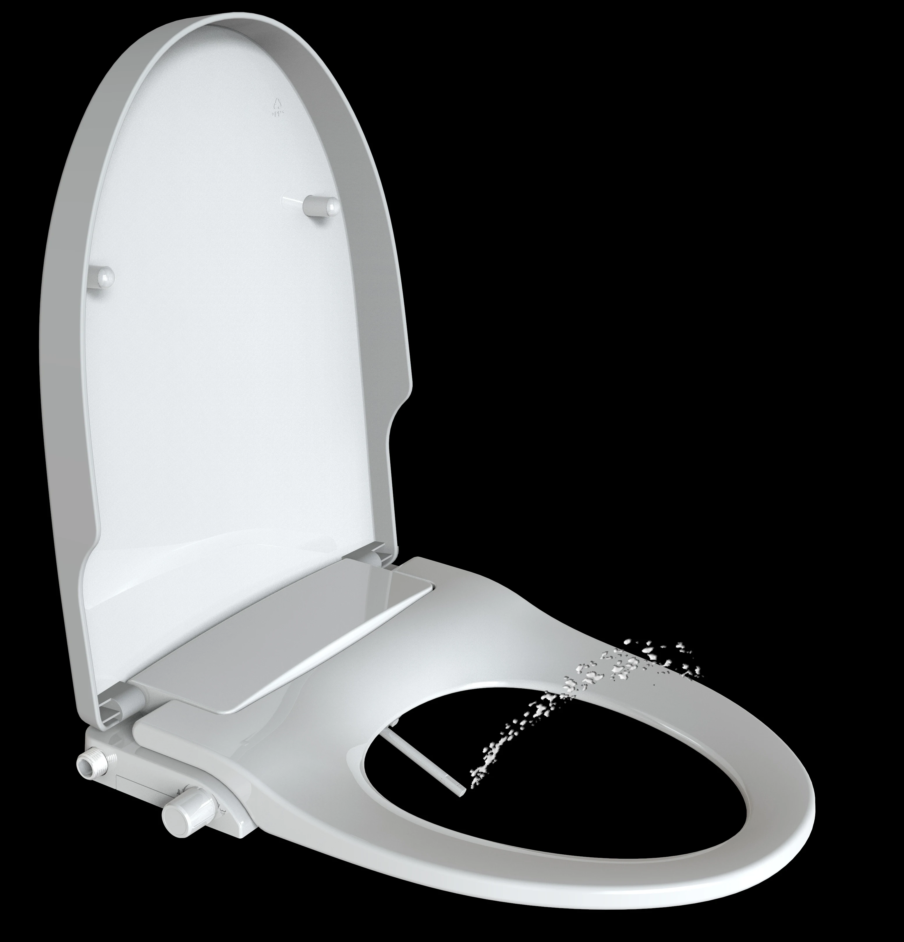 non electric bidet toilet seat with dual nozzle rear and front washing cleaning V shape