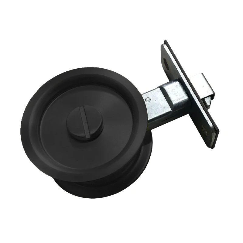 Satin brass single hook sliding door stainless steel round pocket lock