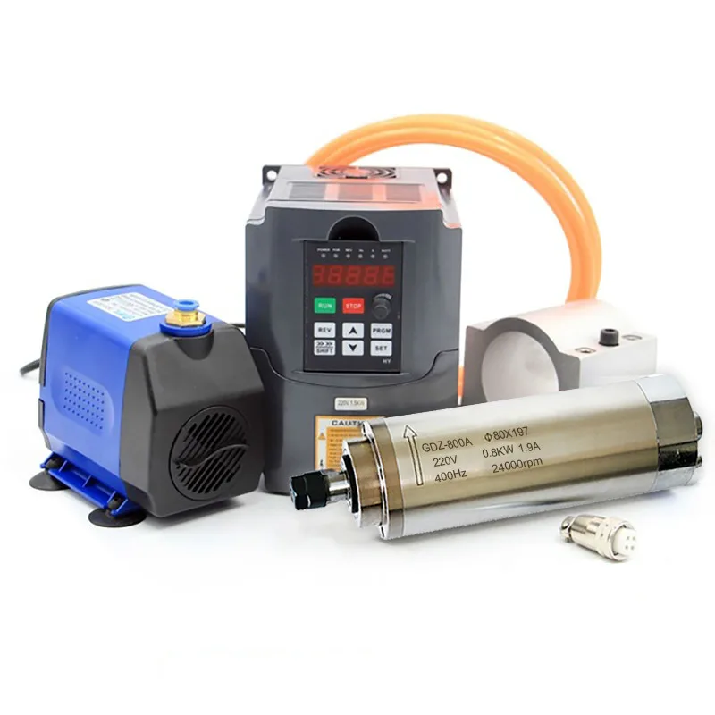 
800W ER11 24000RPM Water Cooled Spindle Motor Kit With 1.5kw Inverter For CNC Router 