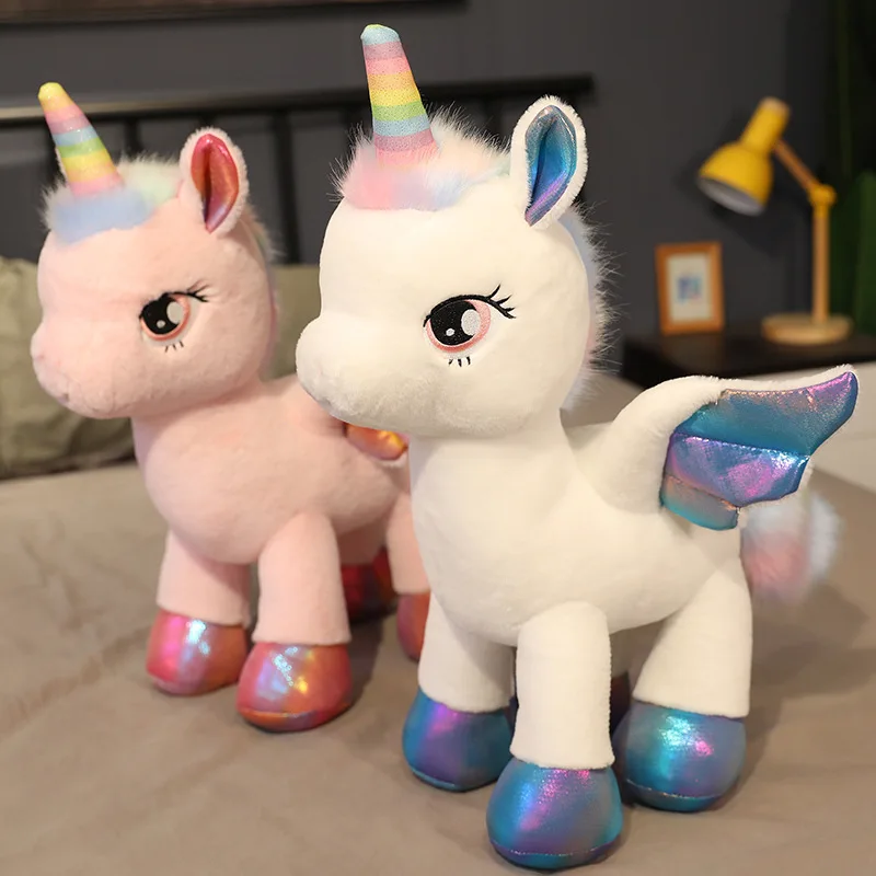 Wholesale Cute Rainbow Pegasus Doll Unicorn Little Pony Plush Toy Throw Pillow Doll Pink Decoration Birthday Gift For Kids