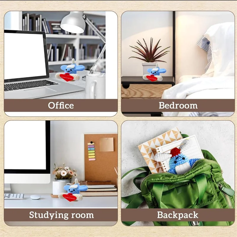 Positive Aircraft Cute Crochet Doll with Positive Potato Card Wool Knitting Toy Decoration Encouragement Support for Gifts Decor