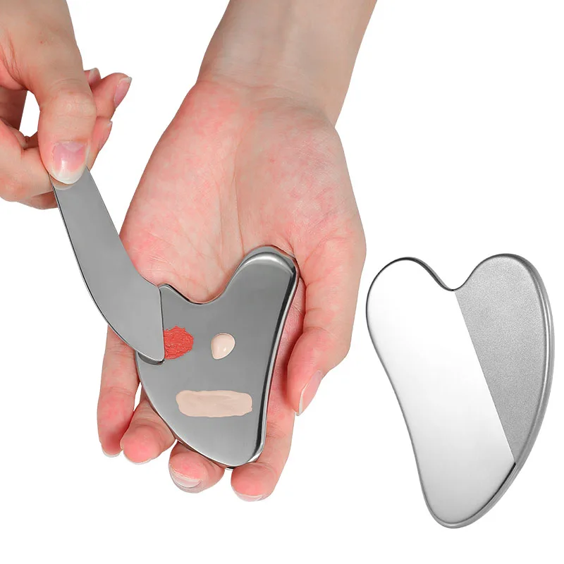 Wholesale Stainless Steel Foundation Spatula Makeup Mixing Polished Palette Gua Sha Metal Cosmetics Scoop Tool For Beauty Salon