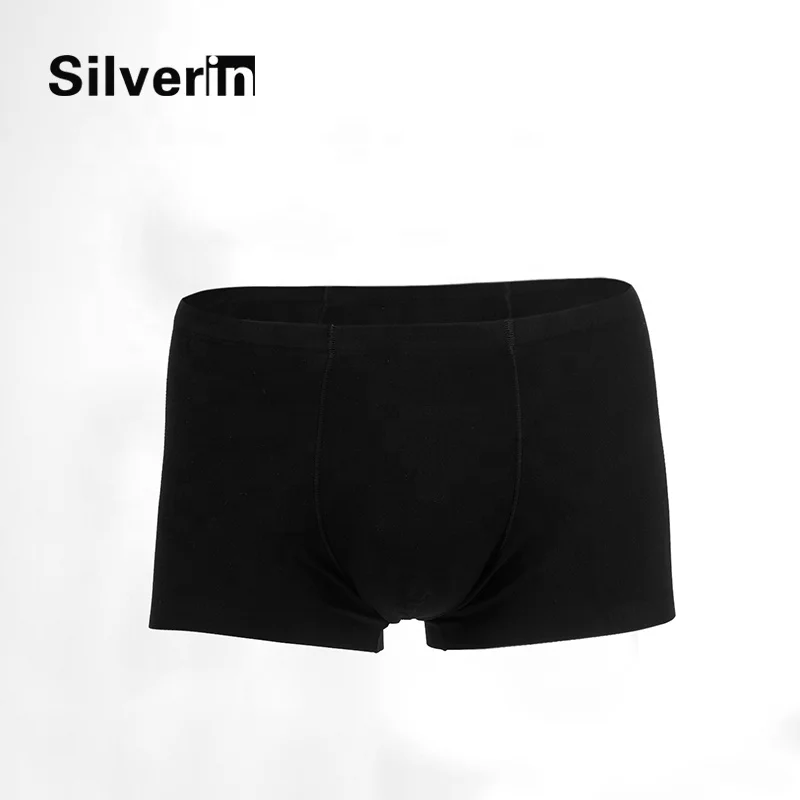 Elastic waistband silver antimicrobial cotton mens underwear boxer shorts