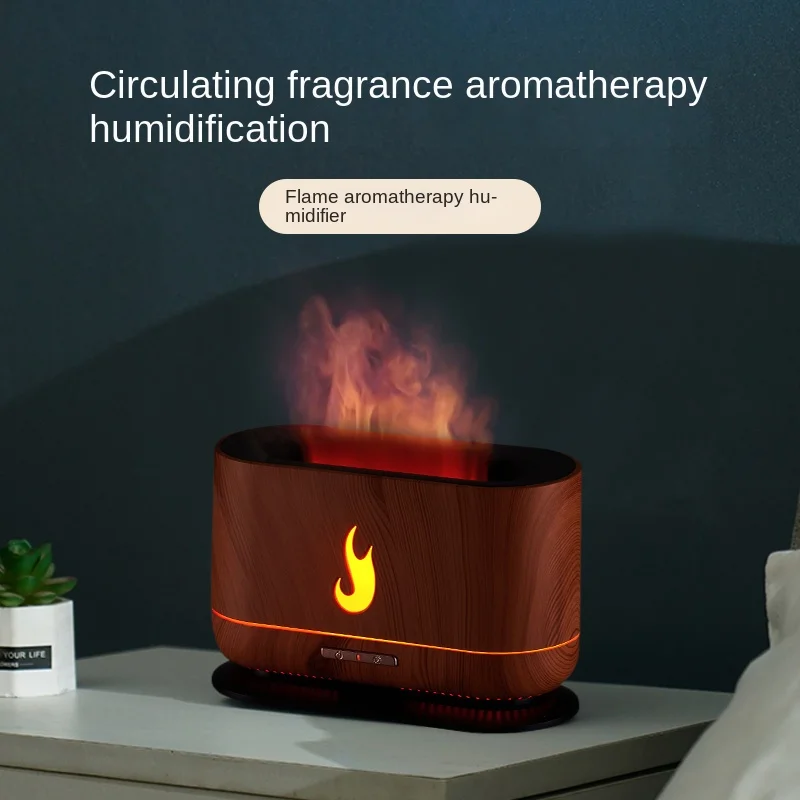 New Air Humidifier Flame Air Humidifier Warm Cooling Water Atomizer Custom Logo Home Decoration Essential Oil Diffuser