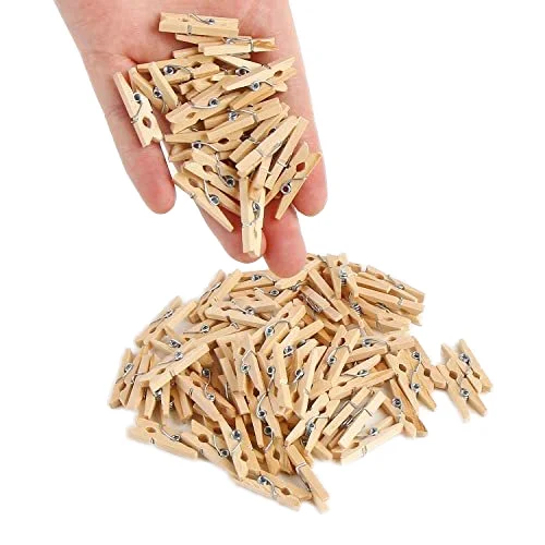 Wholesale Natural Wooden Clips Customizable color Mini Clothes Pins Wooden Clothespin Clothes Pegs Clip For Clothes Photo