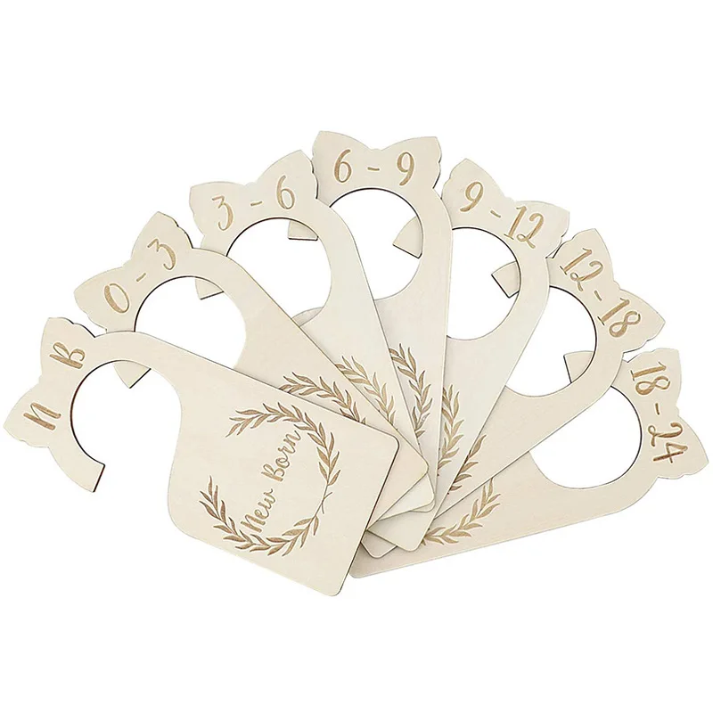 7 Pcs Baby Closet Size Divider Wooden Baby Closet Organizers From Newborn Infant To 24 Months For Home Nursery Baby Clothes