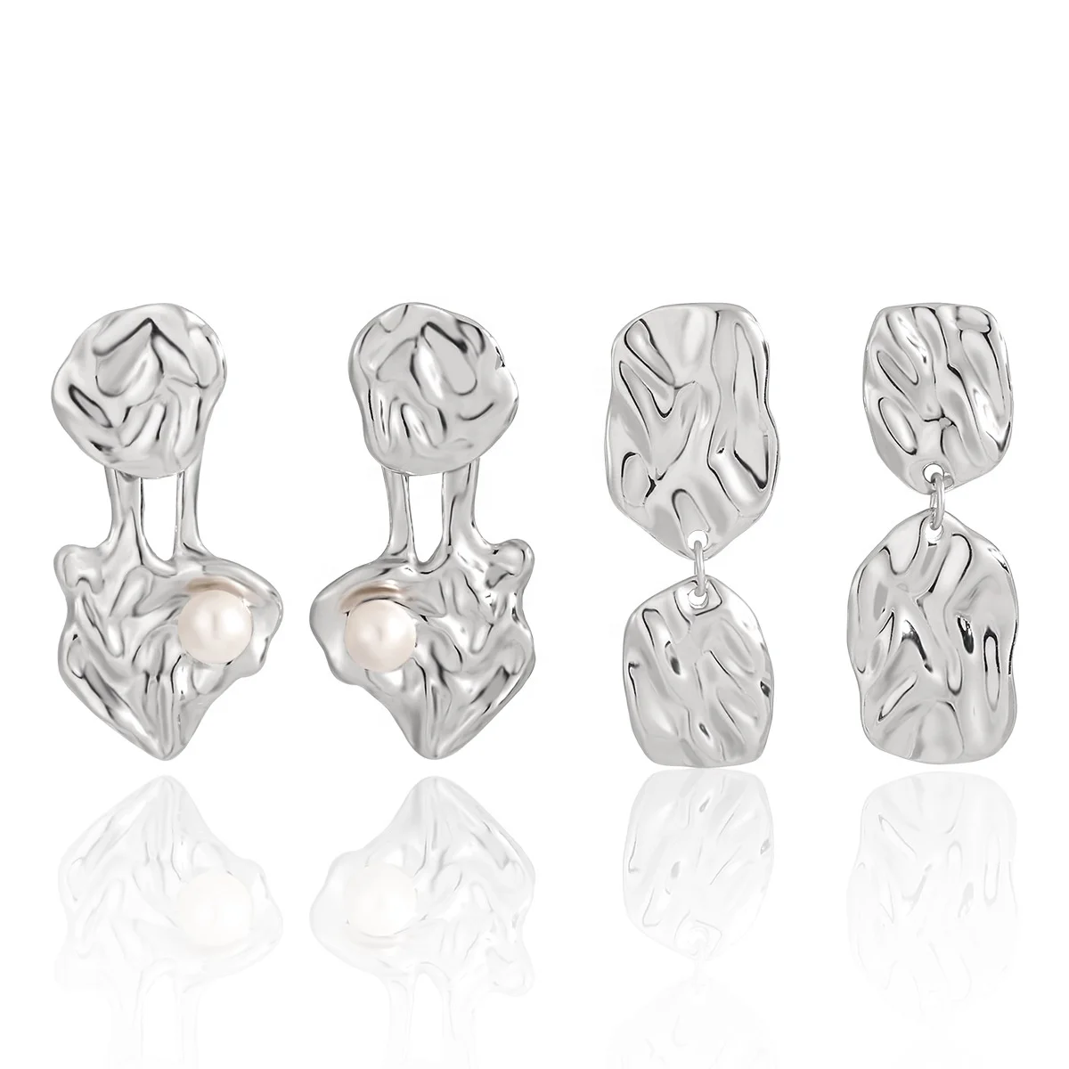 DEYIN 18k White Gold Pearl Earring 925 Sterling Silver Women Jewelry Strange Shapes Silver 925 Earring Fashion Style Wholesale