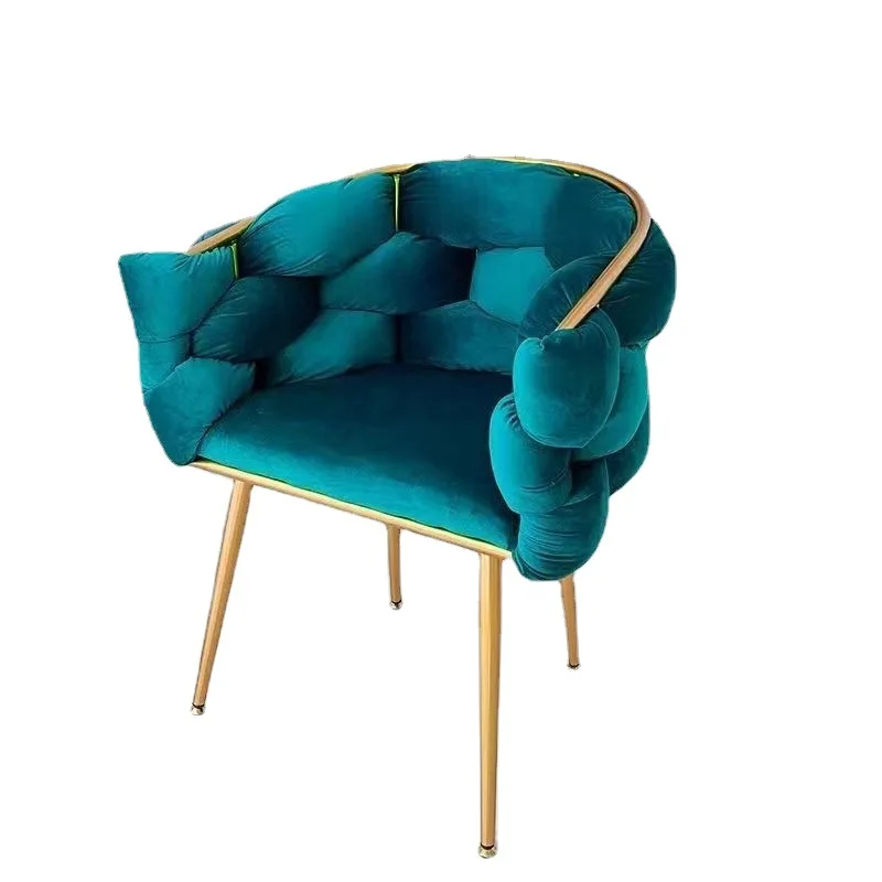 Nordic luxury gold leg armchair velvet dining room chairs beige with stainless steel legs