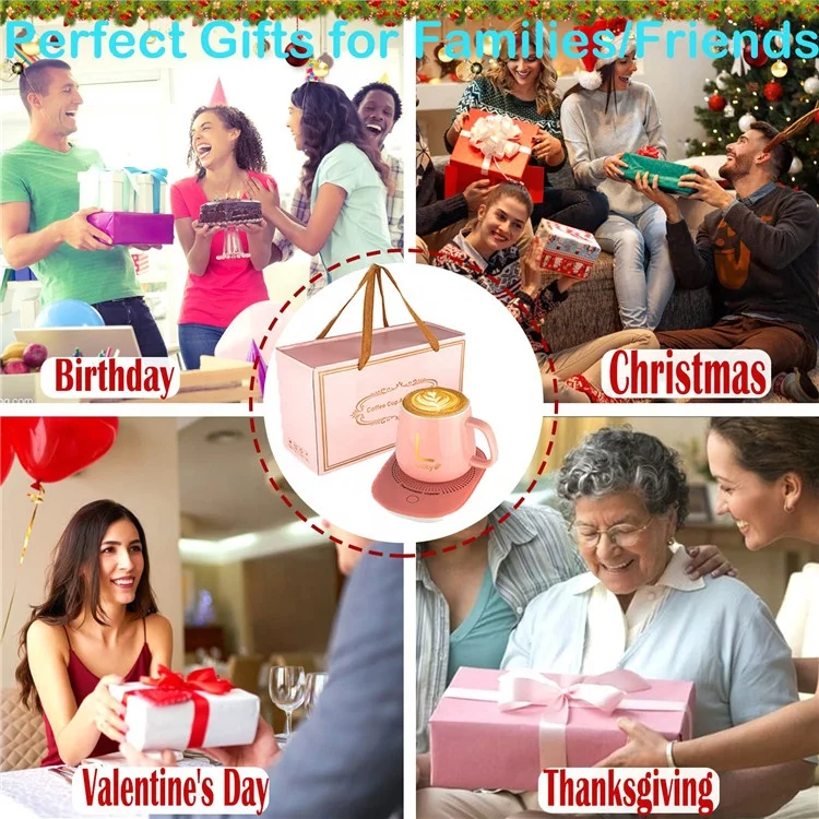 Electric Mug Warmer Coffee Cup Set Auto Shut Off Coffee Cup With Lid Sublimation Mug Warmer With Gift Box  Dropshipping