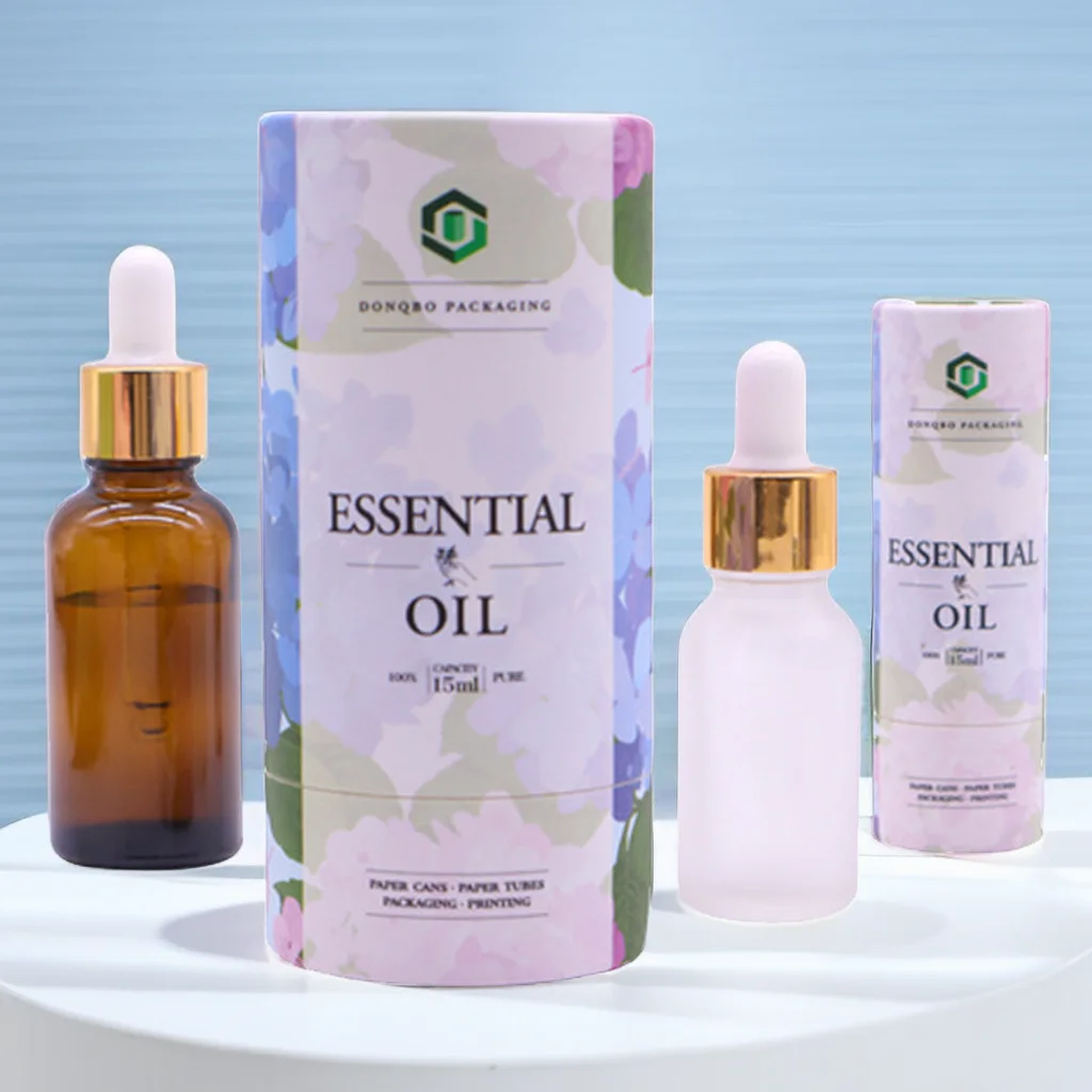 Recycled Kraft Cosmetic Cardboard Protective Packaging biodegradable 30ml Dropper Bottle round Box oil paper tube